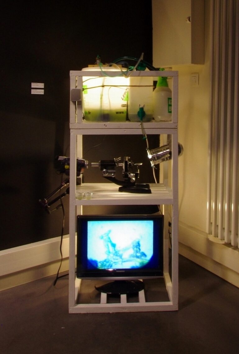 Green Riot, Machine, Bioreactor, Algae, Microscope, Camera and TV, by Green Riot 2013